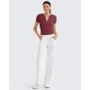 imageG4Free BareFeel Womens Workout Tops Short Sleeve Half Zip Slim Fit Athletic Shirts Gym Running Yoga Slight Crop TshirtsDark Burgundy