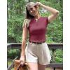 imageG4Free BareFeel Womens Workout Tops Short Sleeve Half Zip Slim Fit Athletic Shirts Gym Running Yoga Slight Crop TshirtsDark Burgundy