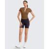 imageG4Free BareFeel Womens Workout Tops Short Sleeve Half Zip Slim Fit Athletic Shirts Gym Running Yoga Slight Crop TshirtsDark Coffee