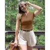 imageG4Free BareFeel Womens Workout Tops Short Sleeve Half Zip Slim Fit Athletic Shirts Gym Running Yoga Slight Crop TshirtsDark Coffee