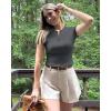imageG4Free BareFeel Womens Workout Tops Short Sleeve Half Zip Slim Fit Athletic Shirts Gym Running Yoga Slight Crop TshirtsDark Gray