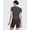 imageG4Free BareFeel Womens Workout Tops Short Sleeve Half Zip Slim Fit Athletic Shirts Gym Running Yoga Slight Crop TshirtsDark Gray
