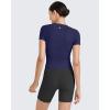 imageG4Free BareFeel Womens Workout Tops Short Sleeve Half Zip Slim Fit Athletic Shirts Gym Running Yoga Slight Crop TshirtsRoyal Blue