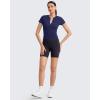 imageG4Free BareFeel Womens Workout Tops Short Sleeve Half Zip Slim Fit Athletic Shirts Gym Running Yoga Slight Crop TshirtsRoyal Blue