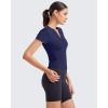 imageG4Free BareFeel Womens Workout Tops Short Sleeve Half Zip Slim Fit Athletic Shirts Gym Running Yoga Slight Crop TshirtsRoyal Blue