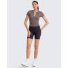 imageG4Free BareFeel Womens Workout Tops Short Sleeve Half Zip Slim Fit Athletic Shirts Gym Running Yoga Slight Crop TshirtsTaupe