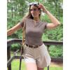 imageG4Free BareFeel Womens Workout Tops Short Sleeve Half Zip Slim Fit Athletic Shirts Gym Running Yoga Slight Crop TshirtsTaupe