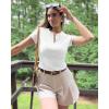 imageG4Free BareFeel Womens Workout Tops Short Sleeve Half Zip Slim Fit Athletic Shirts Gym Running Yoga Slight Crop TshirtsWhite