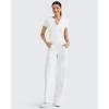 imageG4Free BareFeel Womens Workout Tops Short Sleeve Half Zip Slim Fit Athletic Shirts Gym Running Yoga Slight Crop TshirtsWhite