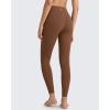 imageG4Free BareFeel Yoga Pants for Women Seamless Waistband Yoga Leggings Workout Biker Leggings with Pockets 25quot 27quot 29quotDark Coffee
