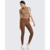 imageG4Free BareFeel Yoga Pants for Women Seamless Waistband Yoga Leggings Workout Biker Leggings with Pockets 25quot 27quot 29quotDark Coffee