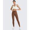 imageG4Free BareFeel Yoga Pants for Women Seamless Waistband Yoga Leggings Workout Biker Leggings with Pockets 25quot 27quot 29quotDark Coffee