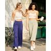 imageG4Free Capri Pants for Women Wide Leg Yoga Dress Cropped Pants Capri Leggings with Pockets for Casual SummerApricot