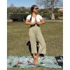 imageG4Free Capri Pants for Women Wide Leg Yoga Dress Cropped Pants Capri Leggings with Pockets for Casual SummerApricot