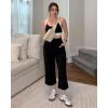 imageG4Free Capri Pants for Women Wide Leg Yoga Dress Cropped Pants Capri Leggings with Pockets for Casual SummerBlack
