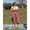imageG4Free Capri Pants for Women Wide Leg Yoga Dress Cropped Pants Capri Leggings with Pockets for Casual SummerCameo