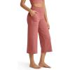 imageG4Free Capri Pants for Women Wide Leg Yoga Dress Cropped Pants Capri Leggings with Pockets for Casual SummerCameo