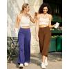imageG4Free Capri Pants for Women Wide Leg Yoga Dress Cropped Pants Capri Leggings with Pockets for Casual SummerDark Coffee