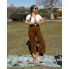 imageG4Free Capri Pants for Women Wide Leg Yoga Dress Cropped Pants Capri Leggings with Pockets for Casual SummerDark Coffee
