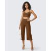 imageG4Free Capri Pants for Women Wide Leg Yoga Dress Cropped Pants Capri Leggings with Pockets for Casual SummerDark Coffee