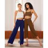 imageG4Free Capri Pants for Women Wide Leg Yoga Dress Cropped Pants Capri Leggings with Pockets for Casual SummerDark Coffee