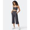 imageG4Free Capri Pants for Women Wide Leg Yoga Dress Cropped Pants Capri Leggings with Pockets for Casual SummerDark Grey