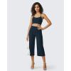 imageG4Free Capri Pants for Women Wide Leg Yoga Dress Cropped Pants Capri Leggings with Pockets for Casual SummerDark Navy