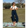 imageG4Free Capri Pants for Women Wide Leg Yoga Dress Cropped Pants Capri Leggings with Pockets for Casual SummerDark Navy
