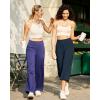imageG4Free Capri Pants for Women Wide Leg Yoga Dress Cropped Pants Capri Leggings with Pockets for Casual SummerDark Navy