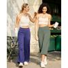 imageG4Free Capri Pants for Women Wide Leg Yoga Dress Cropped Pants Capri Leggings with Pockets for Casual SummerGrey Sage