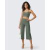 imageG4Free Capri Pants for Women Wide Leg Yoga Dress Cropped Pants Capri Leggings with Pockets for Casual SummerGrey Sage