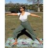 imageG4Free Capri Pants for Women Wide Leg Yoga Dress Cropped Pants Capri Leggings with Pockets for Casual SummerGrey Sage
