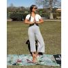 imageG4Free Capri Pants for Women Wide Leg Yoga Dress Cropped Pants Capri Leggings with Pockets for Casual SummerLight Grey