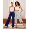 imageG4Free Capri Pants for Women Wide Leg Yoga Dress Cropped Pants Capri Leggings with Pockets for Casual SummerLight Grey