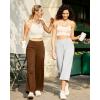 imageG4Free Capri Pants for Women Wide Leg Yoga Dress Cropped Pants Capri Leggings with Pockets for Casual SummerLight Grey
