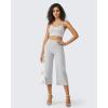 imageG4Free Capri Pants for Women Wide Leg Yoga Dress Cropped Pants Capri Leggings with Pockets for Casual SummerLight Grey