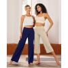imageG4Free Capri Pants for Women Wide Leg Yoga Dress Cropped Pants Capri Leggings with Pockets for Casual SummerLight Khaki