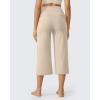 imageG4Free Capri Pants for Women Wide Leg Yoga Dress Cropped Pants Capri Leggings with Pockets for Casual SummerLight Khaki