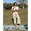 imageG4Free Capri Pants for Women Wide Leg Yoga Dress Cropped Pants Capri Leggings with Pockets for Casual SummerLight Khaki