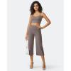 imageG4Free Capri Pants for Women Wide Leg Yoga Dress Cropped Pants Capri Leggings with Pockets for Casual SummerTaupe