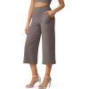 imageG4Free Capri Pants for Women Wide Leg Yoga Dress Cropped Pants Capri Leggings with Pockets for Casual SummerTaupe