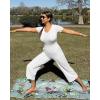 imageG4Free Capri Pants for Women Wide Leg Yoga Dress Cropped Pants Capri Leggings with Pockets for Casual SummerWhite