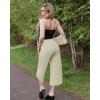 imageG4Free Capri Pants for Women Wide Leg Yoga Pants for Summer Flowy Capris Loose Casual Cropped Pants with PocketsApricot