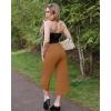 imageG4Free Capri Pants for Women Wide Leg Yoga Pants for Summer Flowy Capris Loose Casual Cropped Pants with PocketsCoca Mocha