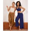imageG4Free Capri Pants for Women Wide Leg Yoga Pants for Summer Flowy Capris Loose Casual Cropped Pants with PocketsCoca Mocha