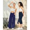 imageG4Free Capri Pants for Women Wide Leg Yoga Pants for Summer Flowy Capris Loose Casual Cropped Pants with PocketsDark Navy