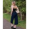 imageG4Free Capri Pants for Women Wide Leg Yoga Pants for Summer Flowy Capris Loose Casual Cropped Pants with PocketsDark Navy