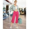 imageG4Free Capri Pants for Women Wide Leg Yoga Pants for Summer Flowy Capris Loose Casual Cropped Pants with PocketsHot Pink