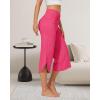 imageG4Free Capri Pants for Women Wide Leg Yoga Pants for Summer Flowy Capris Loose Casual Cropped Pants with PocketsHot Pink