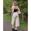 imageG4Free Capri Pants for Women Wide Leg Yoga Pants for Summer Flowy Capris Loose Casual Cropped Pants with PocketsLight Khaki